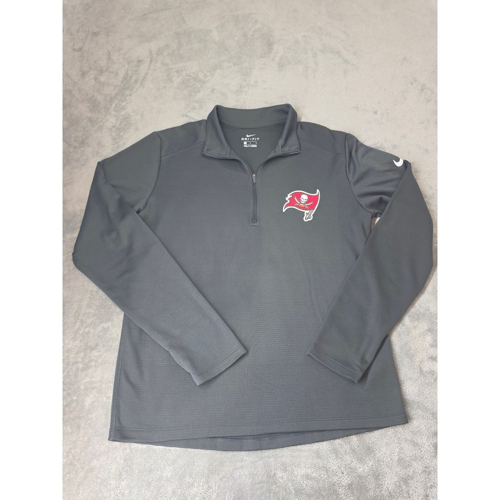 Nike Dri-FIT Tampa Bay Buccaneers Quarter Zip Pullover Grey Womens Medium